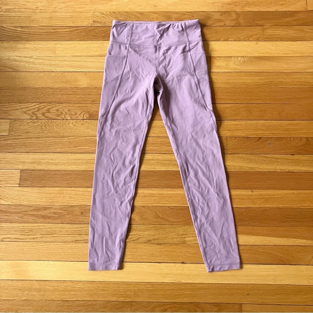 Athleta Girl Purple Workout Sporty Athletic Leggings Media Pocket XL 14